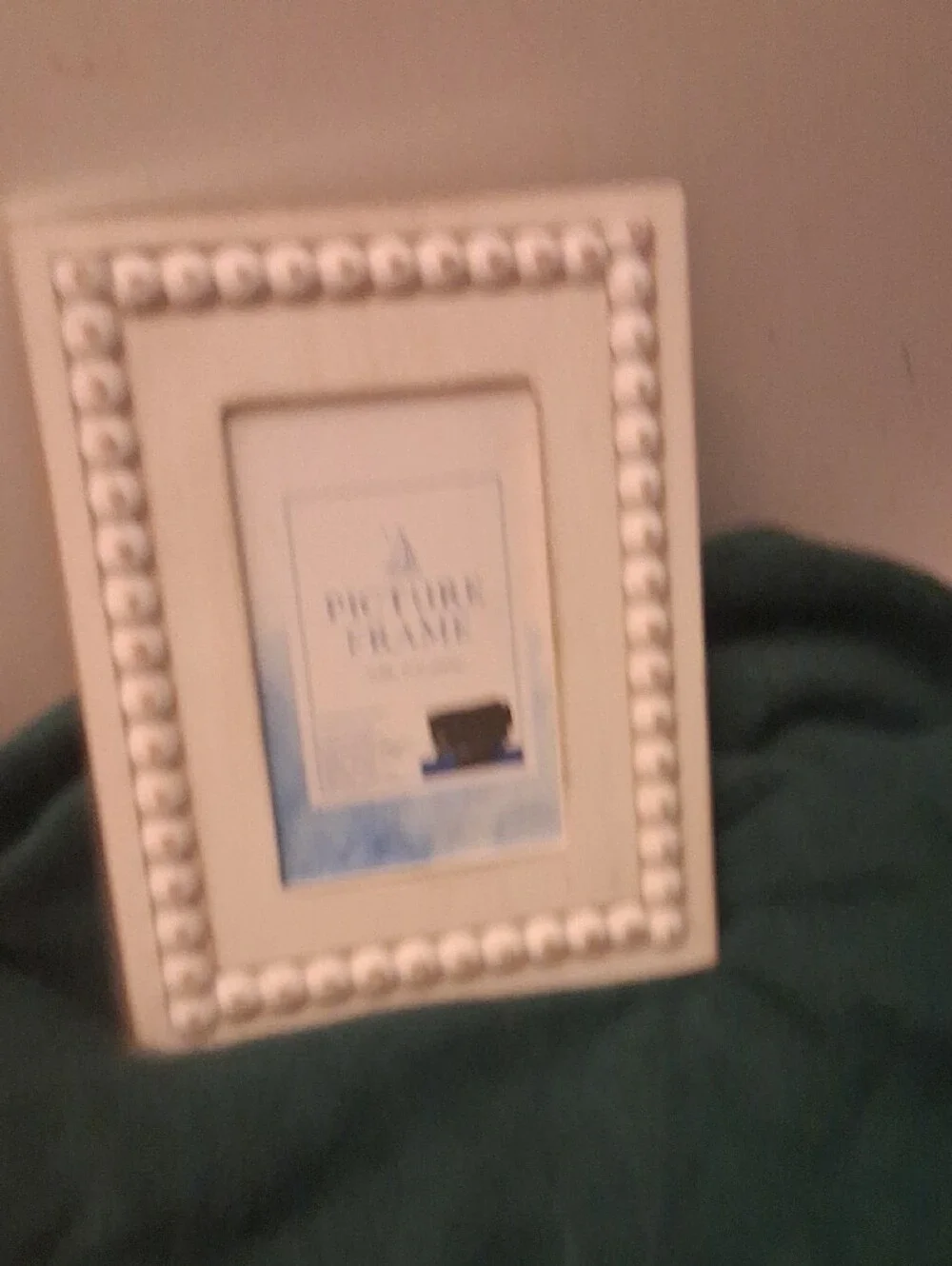 White Beaded Wood Picture Frame by